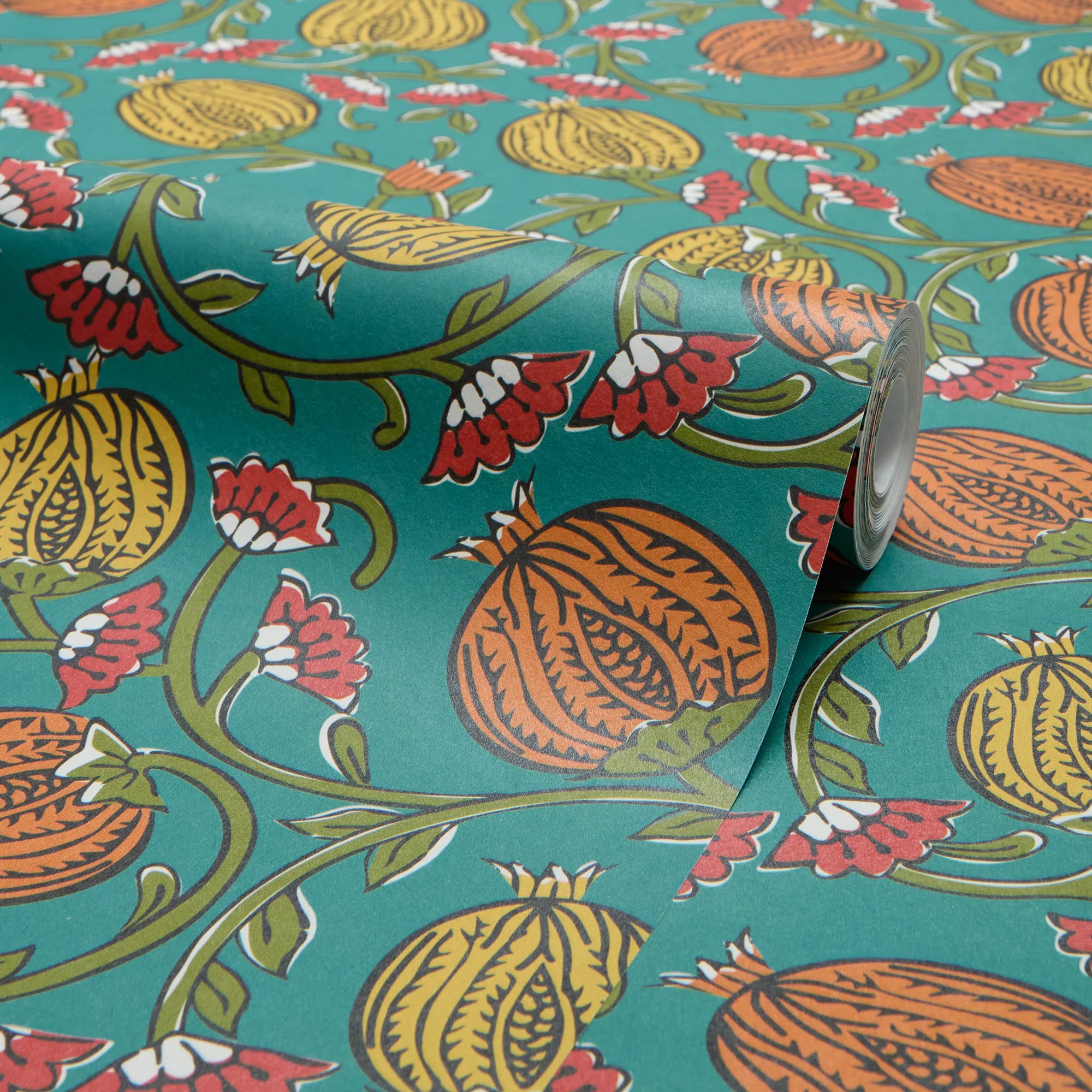 Pomegranate Passion Wallpaper in Teal