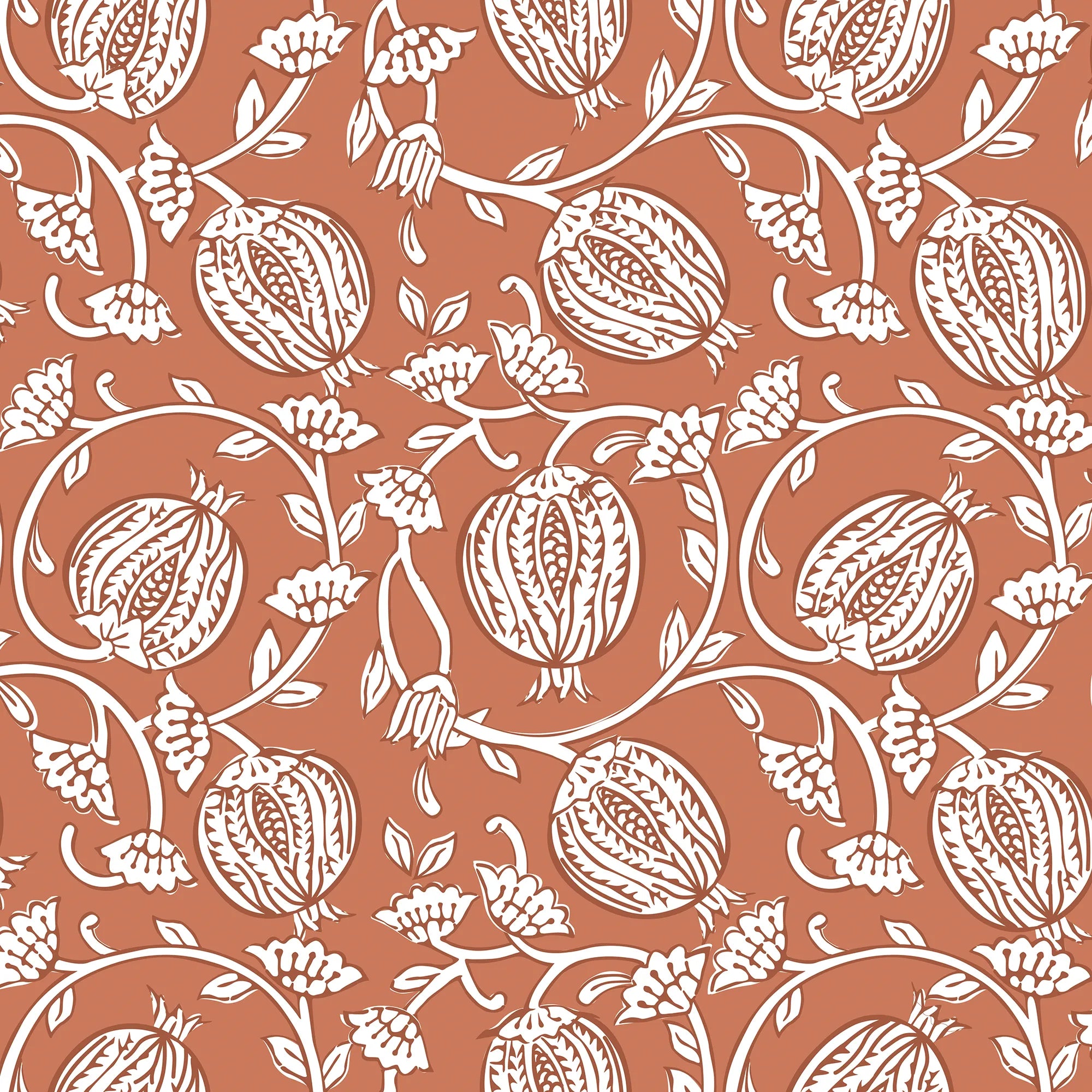 Pomegranate Passion Wallpaper in Terracotta