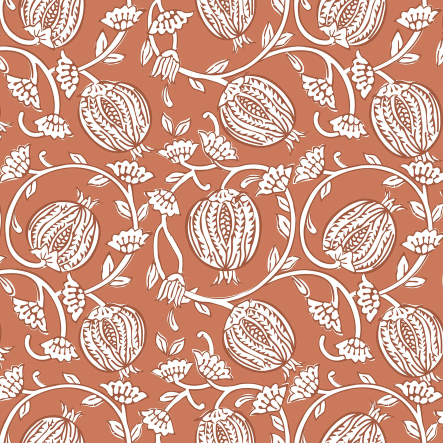 Pomegranate Passion Wallpaper in Terracotta