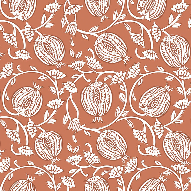 Pomegranate Passion Wallpaper in Terracotta