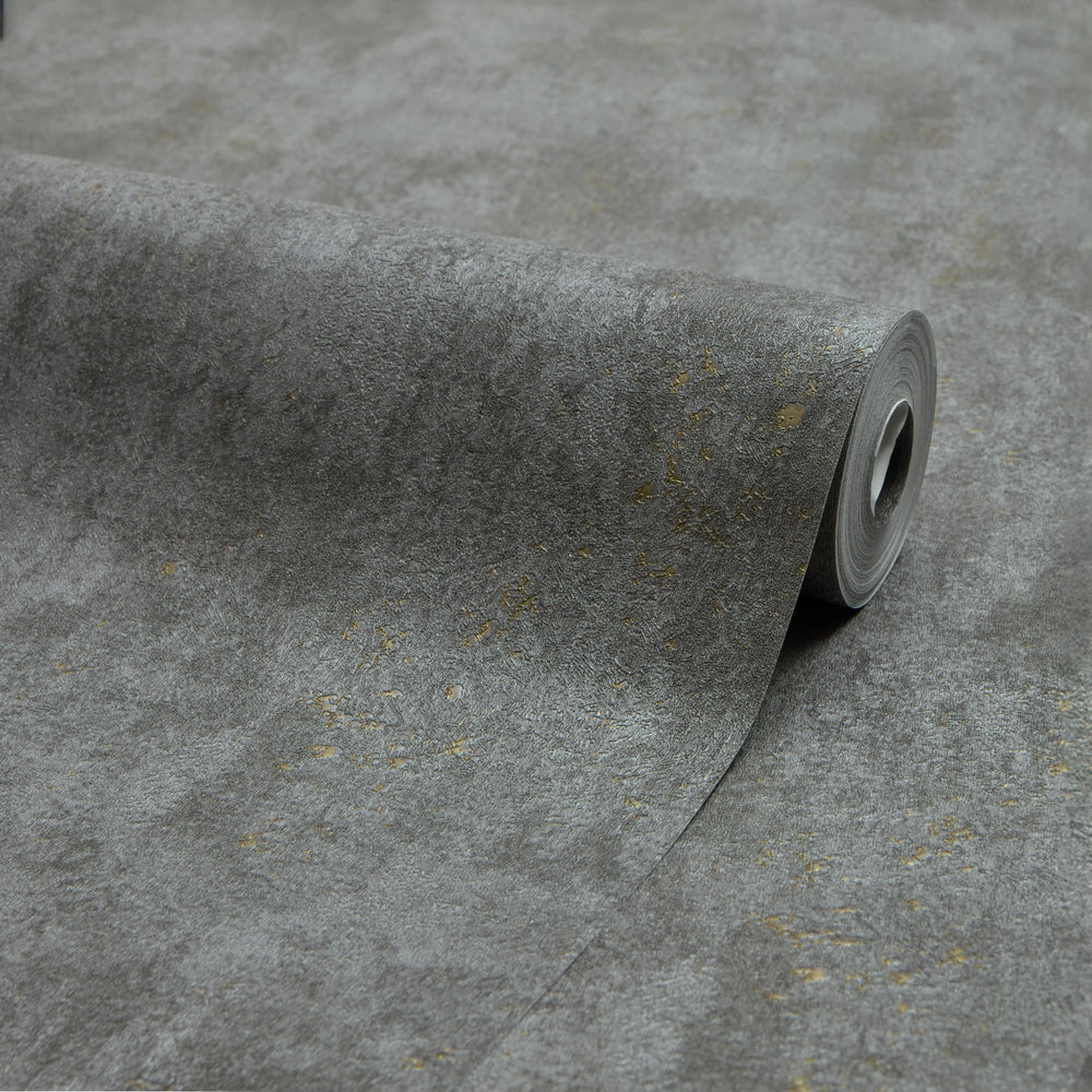 Pori Wallpaper in Graphite with Gold Metallic