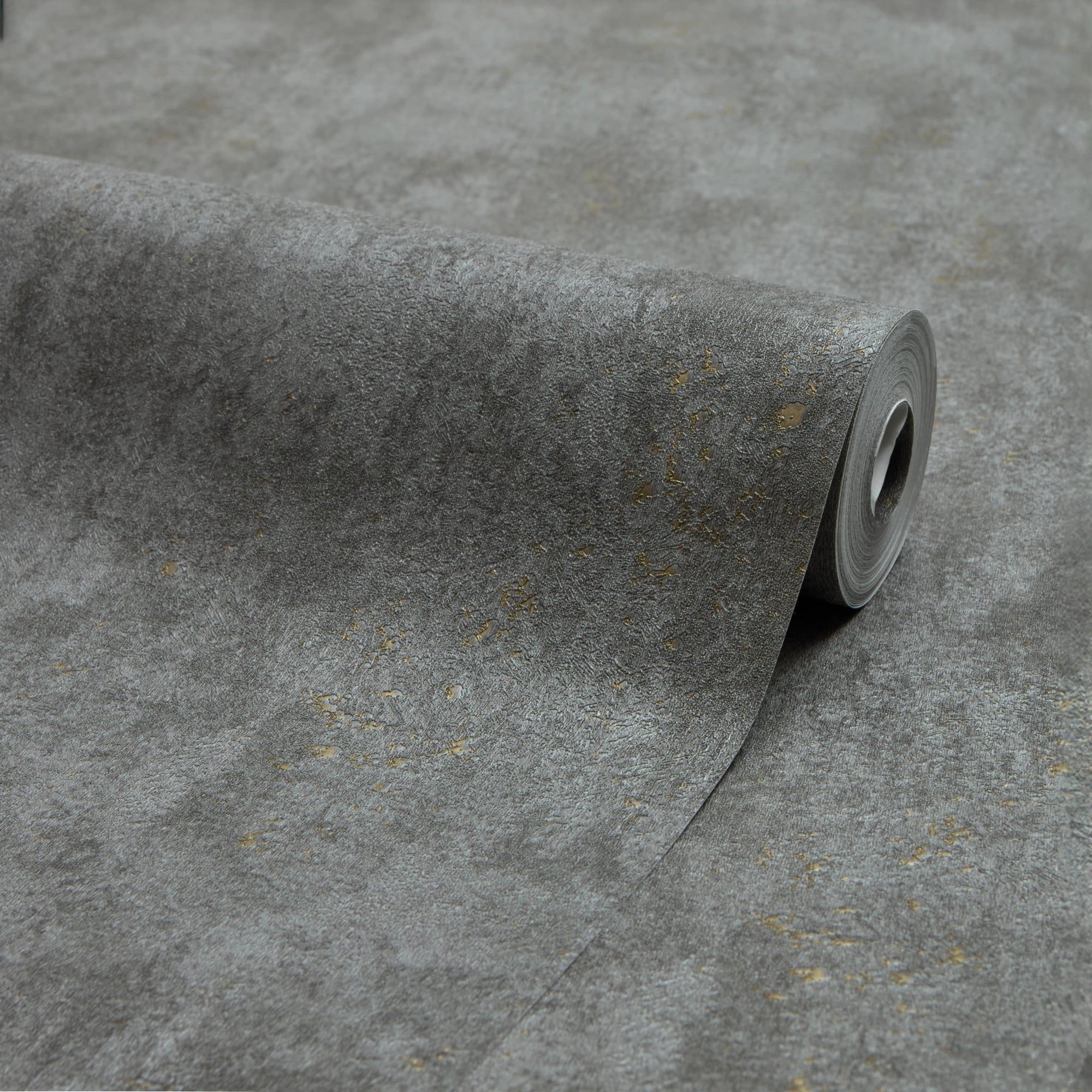 Pori Wallpaper in Graphite with Gold Metallic
