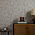 Pori Wallpaper in Light Grey with Gold Metallic