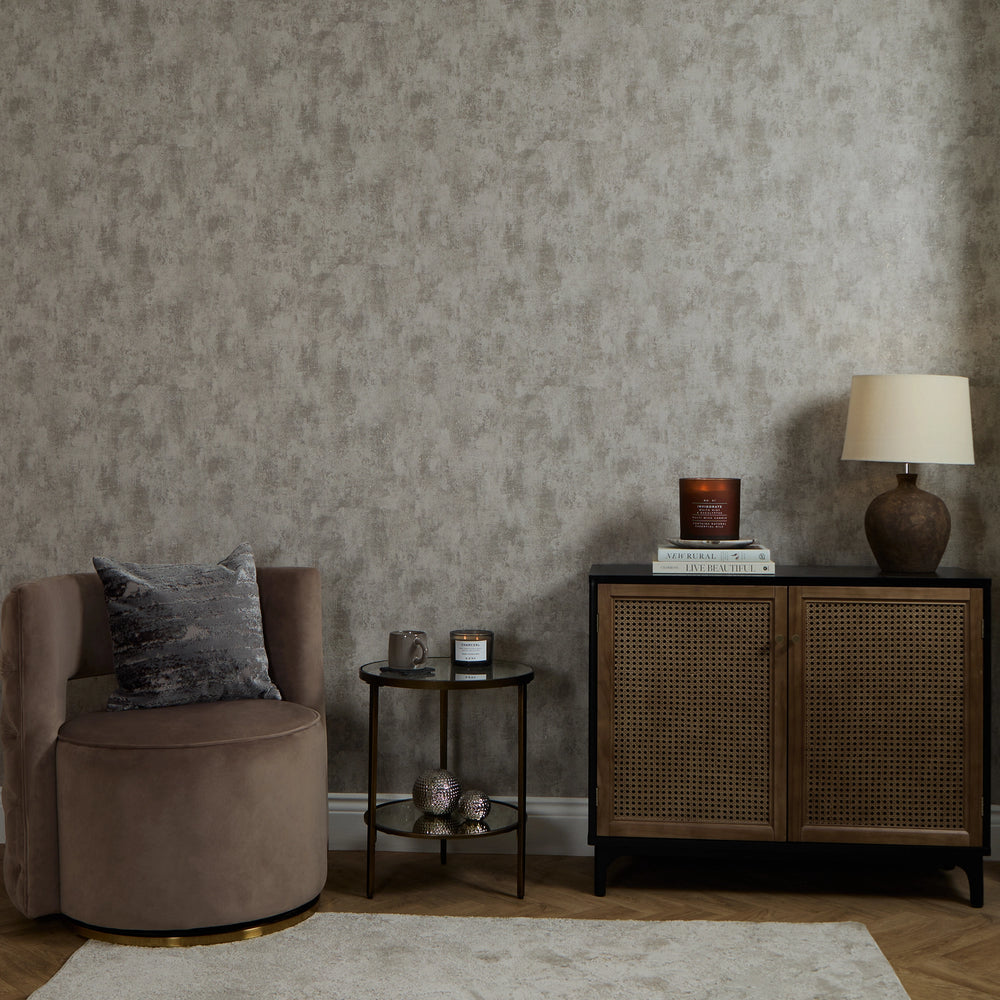 Pori Wallpaper in Light Grey with Gold Metallic