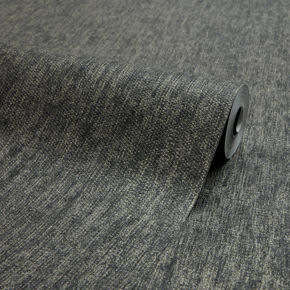 Porto Wallpaper in Black with Gold Metallic