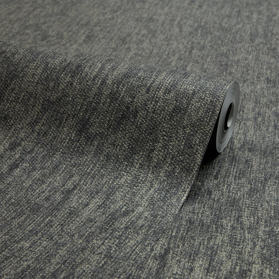 Porto Wallpaper in Black with Gold Metallic