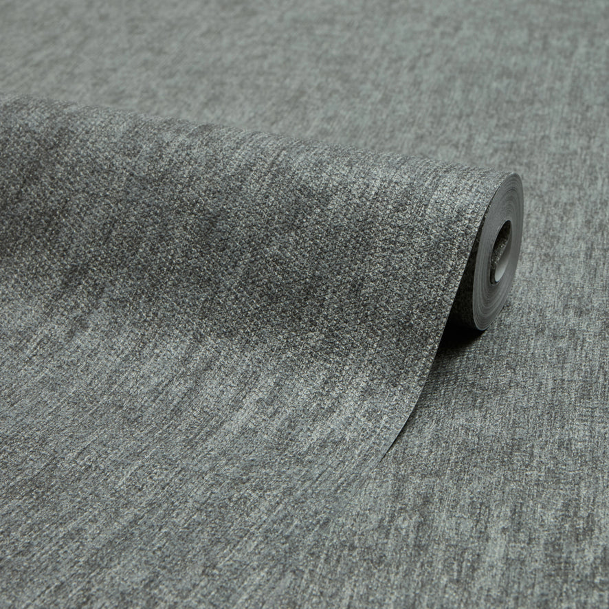 Porto Wallpaper in Grey with Silver Metallic