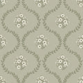 Posy Trellis Wallpaper in Cream on Organic Green