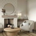 Posy Trellis Wallpaper in Taupe on Cream