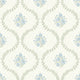 Posy Trellis Wallpaper in Blue and Sage on Cream