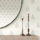 Posy Wallpaper in Blue and Sage on Cream