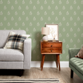 Posy Wallpaper in Cream on Pistachio