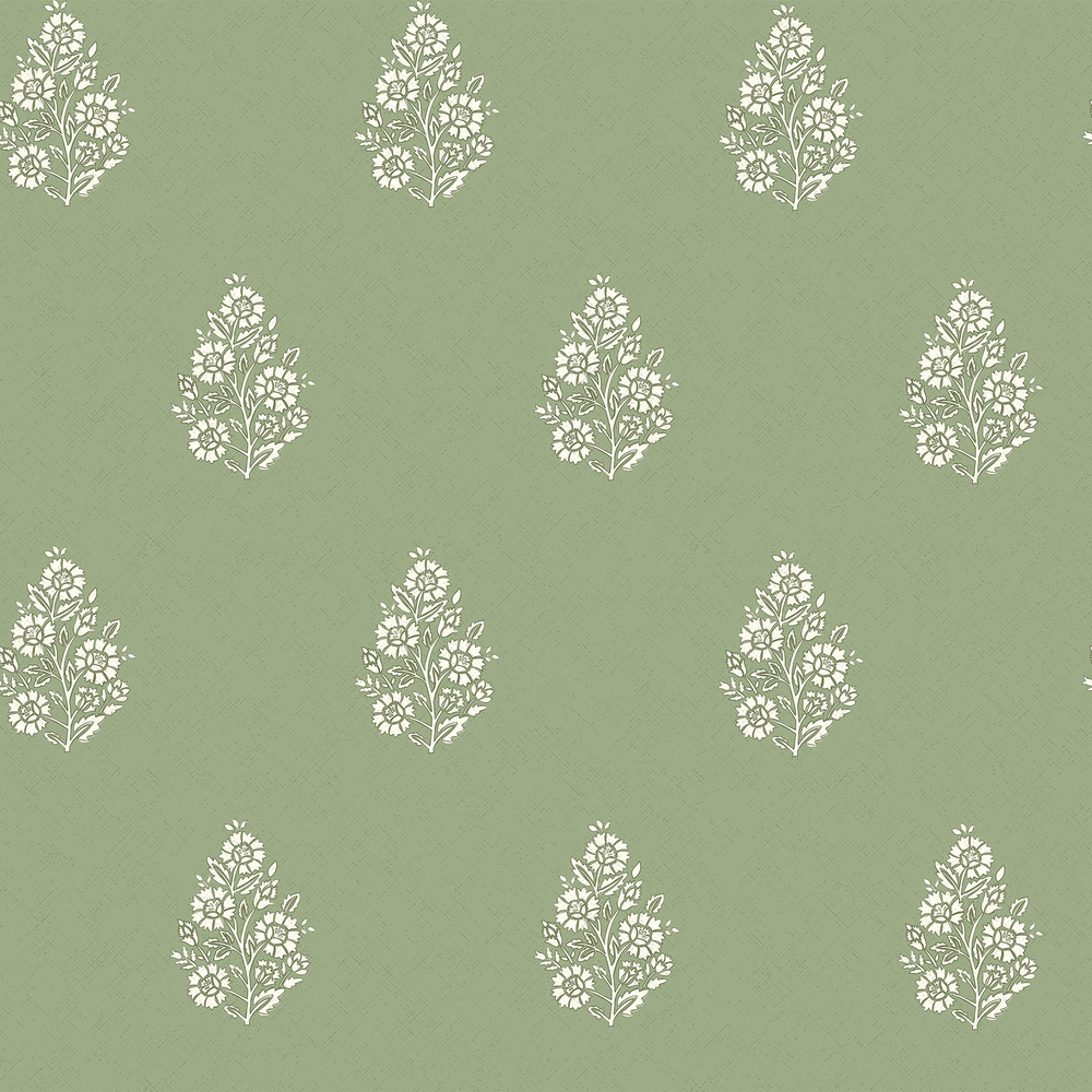 Posy Wallpaper in Cream on Pistachio