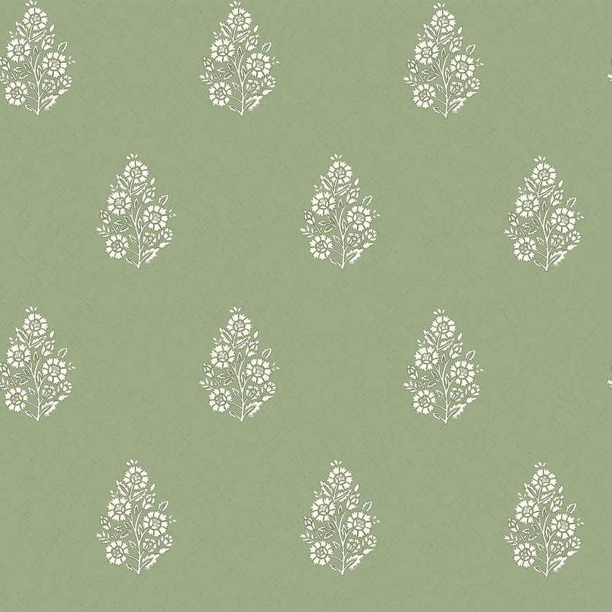 Posy Wallpaper in Cream on Pistachio