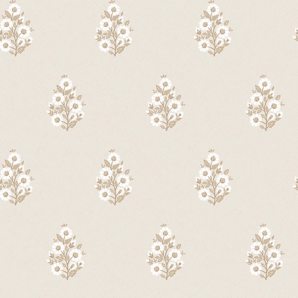 Sample of Posy Wallpaper in Taupe on Cream