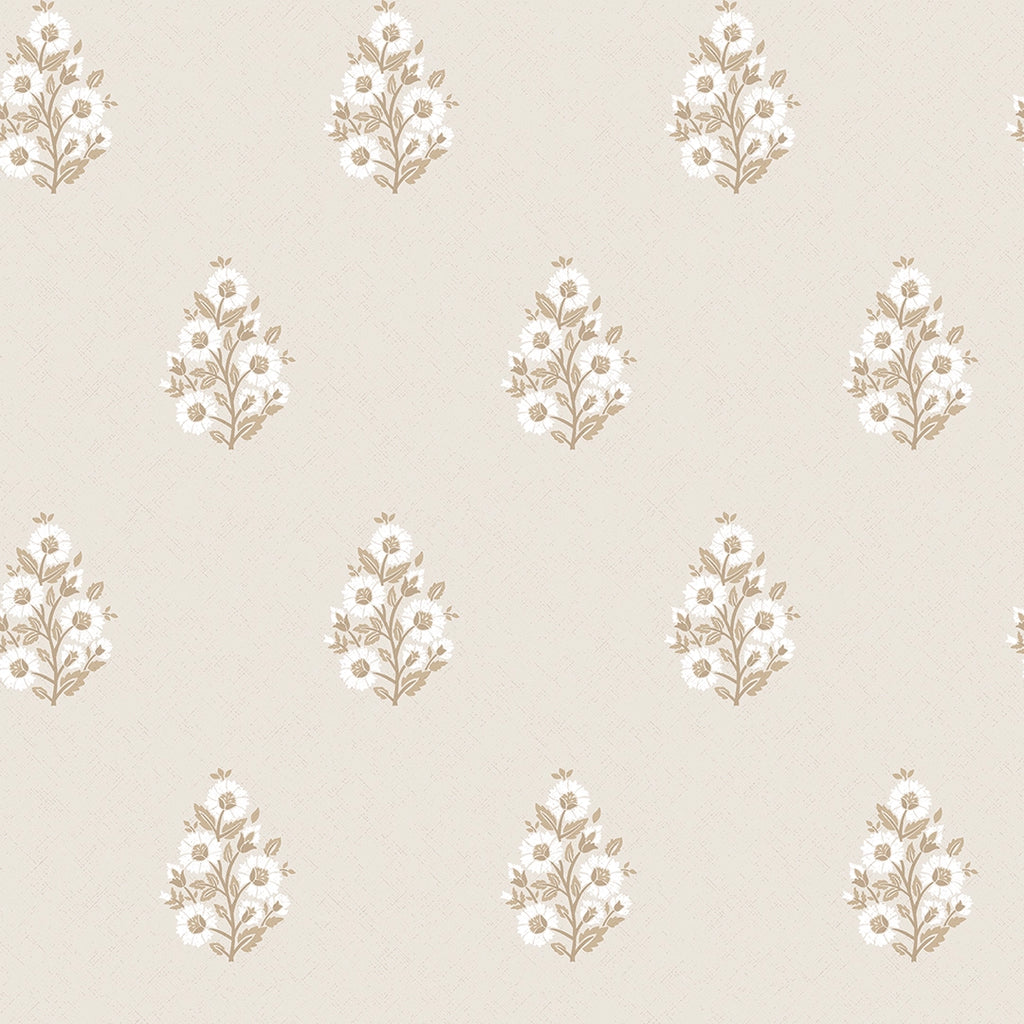 Posy Wallpaper in Taupe on Cream