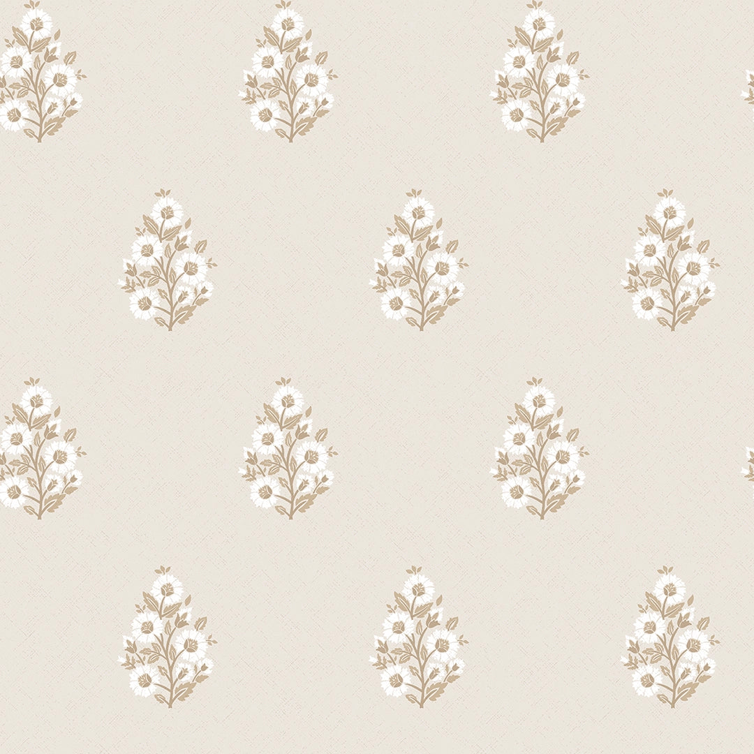 Posy Wallpaper in Taupe on Cream