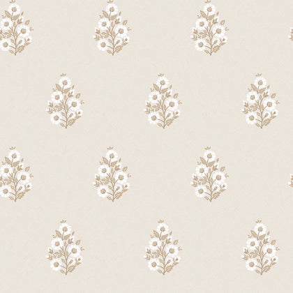 Posy Wallpaper in Taupe on Cream