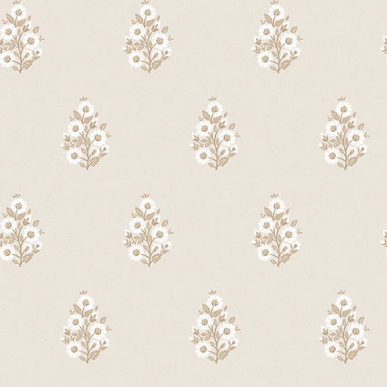 Posy Wallpaper in Taupe on Cream