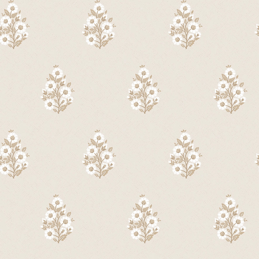 Posy Wallpaper in Taupe on Cream