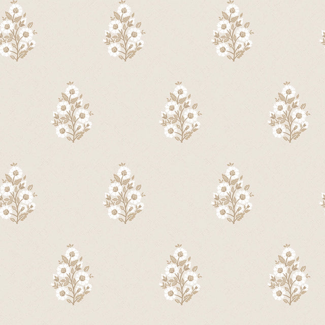 Posy Wallpaper in Taupe on Cream