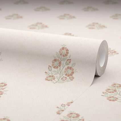 Posy Wallpaper in Vintage Pink and Sage