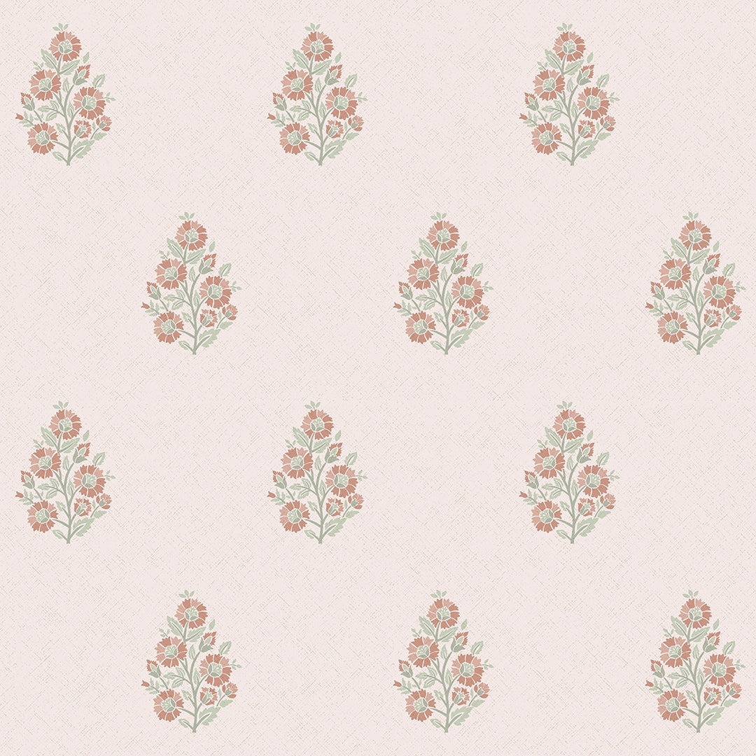 Sample of Posy Wallpaper in Vintage Pink and Sage