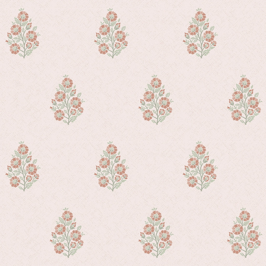 Posy Wallpaper in Vintage Pink and Sage