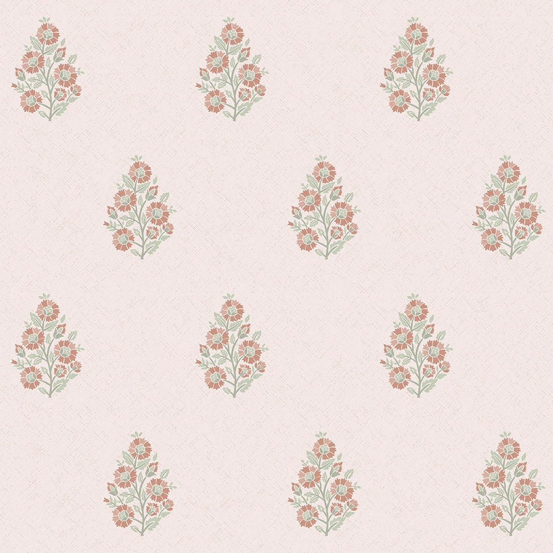 Posy Wallpaper in Vintage Pink and Sage