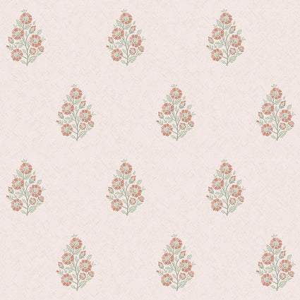 Posy Wallpaper in Vintage Pink and Sage