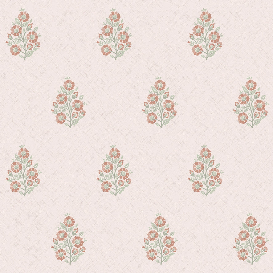 Posy Wallpaper in Vintage Pink and Sage