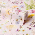 Pressed Petals Wallpaper in Pastels on Pink