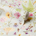Pressed Petals Wallpaper in Pastels on Sage Green