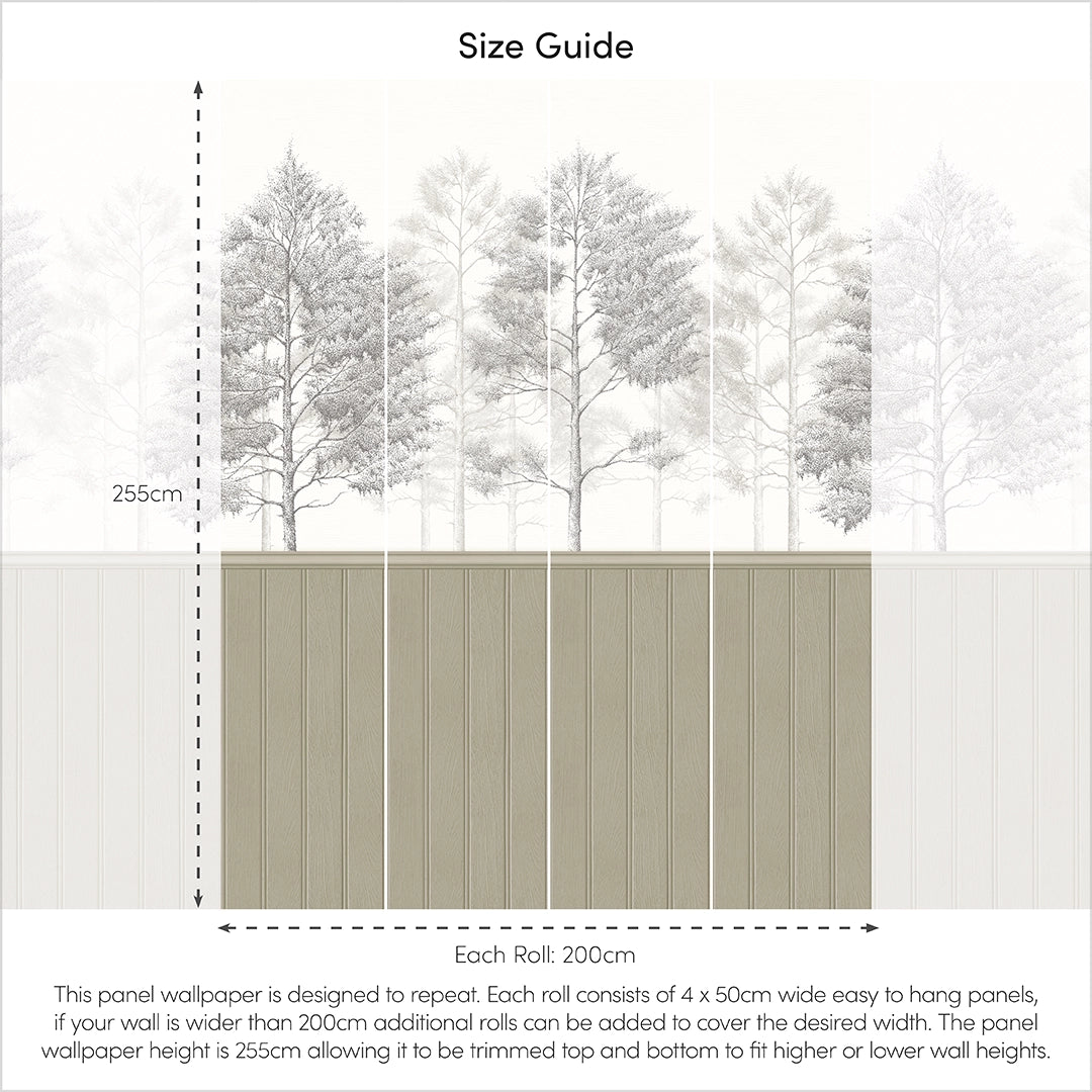 Woodland Whisper Panel Wallpaper in Taupe