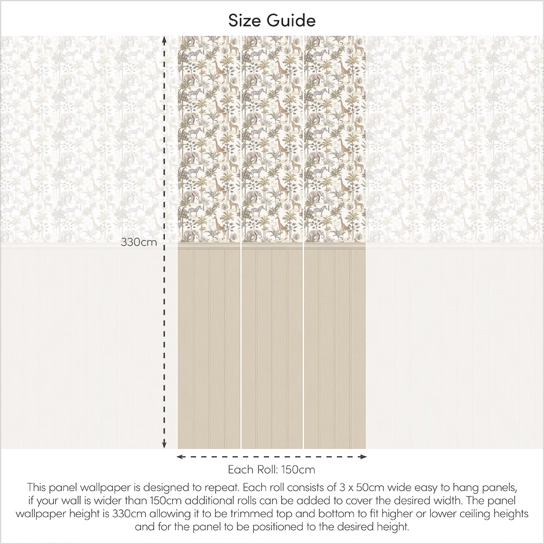 Vintage Explorer Panel Wallpaper in Earthy Tones with Cream Panel