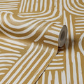 Raffia Curves Wallpaper in Mustard