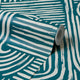 Raffia Curves Wallpaper in Teal