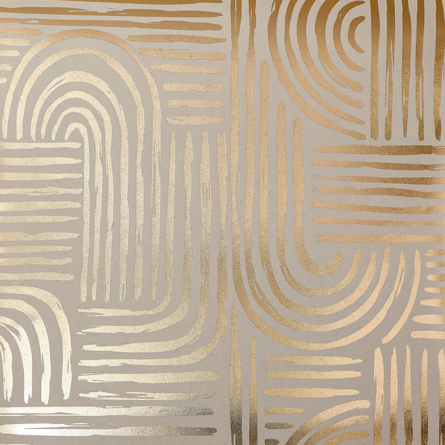 Raffia Curve Wallpaper in Beige with Gold Foil