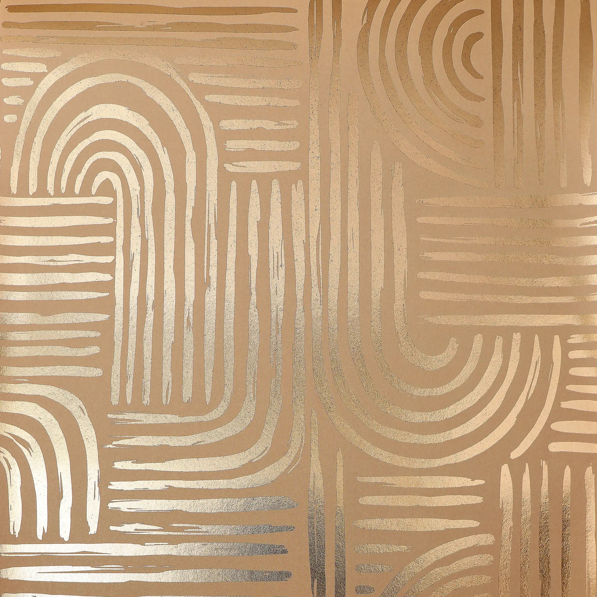 Raffia Curve Wallpaper in Caramel with Gold Foil