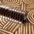 Raffia Curve Wallpaper in Chocolate with Gold Foil