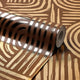 Raffia Curve Wallpaper in Chocolate with Gold Foil