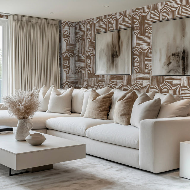 Raffia Curves Wallpaper in Mocha