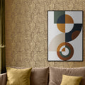 Raffia Curve Wallpaper in Mocha with Gold Foil