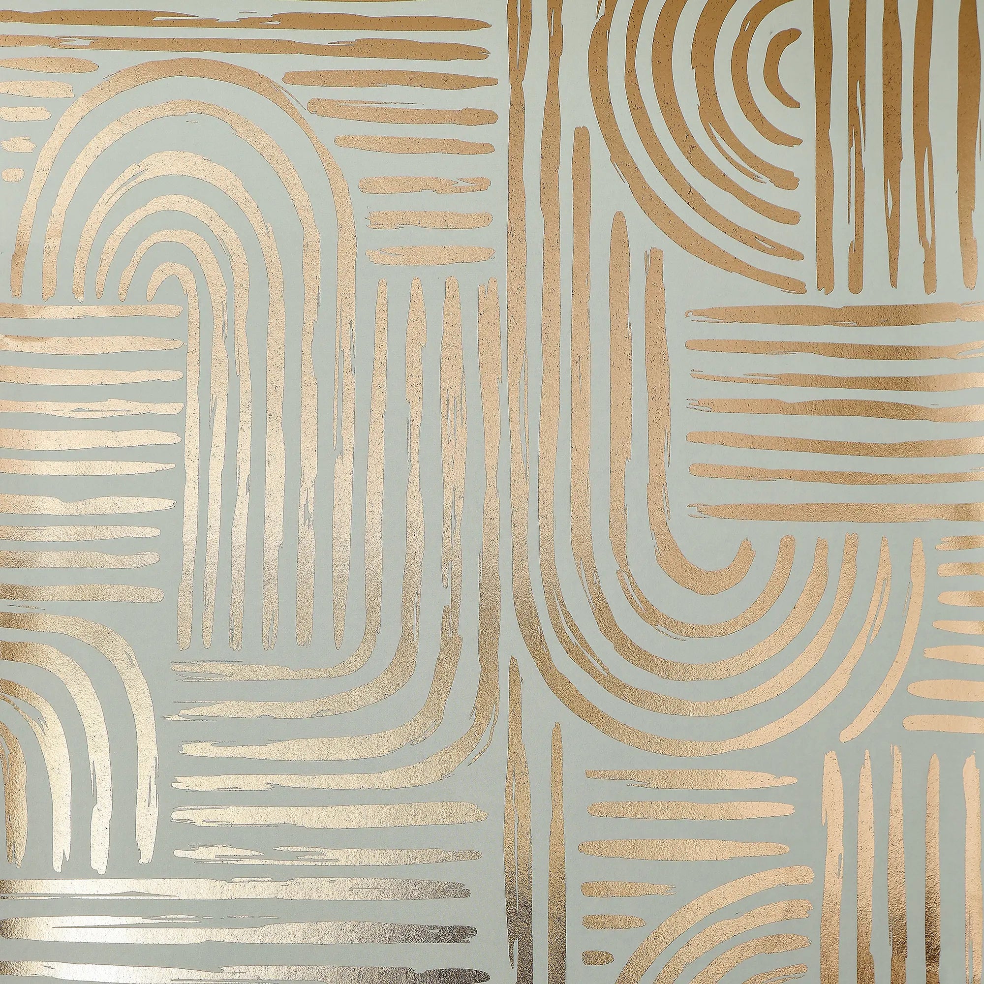 Raffia Curve Wallpaper in Pale Green with Gold Foil