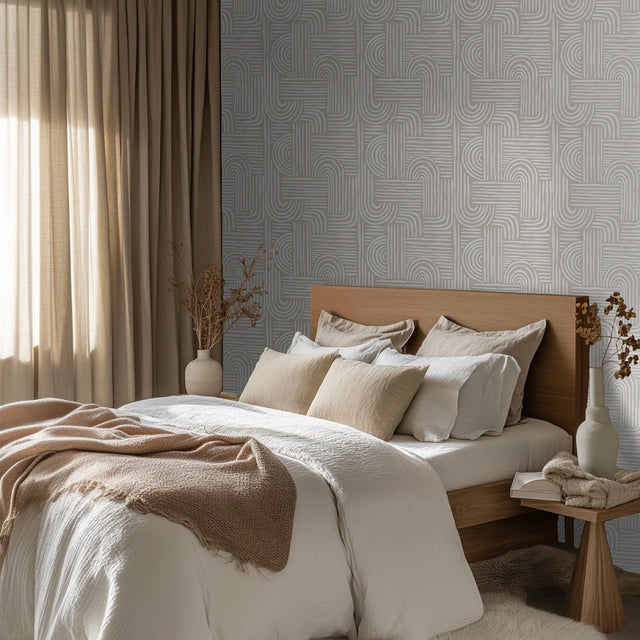 Raffia Curves Wallpaper in Almond Latte