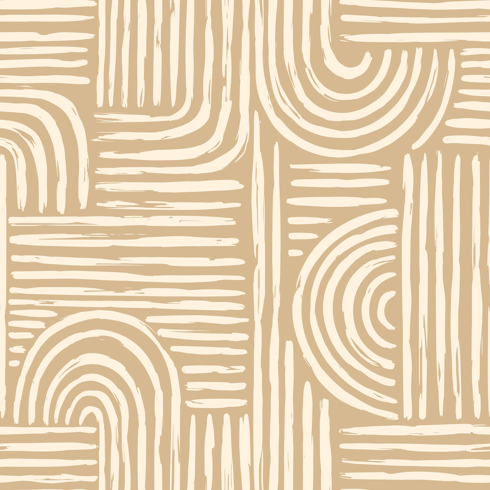 Raffia Curves Wallpaper in Caramel Latte