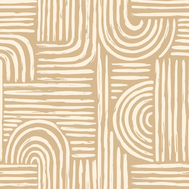 Raffia Curves Wallpaper in Caramel Latte
