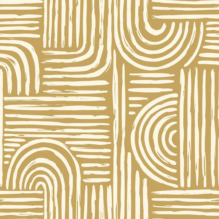 Raffia Curves Wallpaper in Mustard