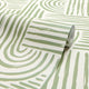 Raffia Curves Wallpaper in Pistachio on Cream