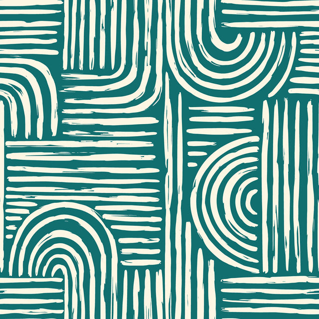 Raffia Curves Wallpaper in Teal